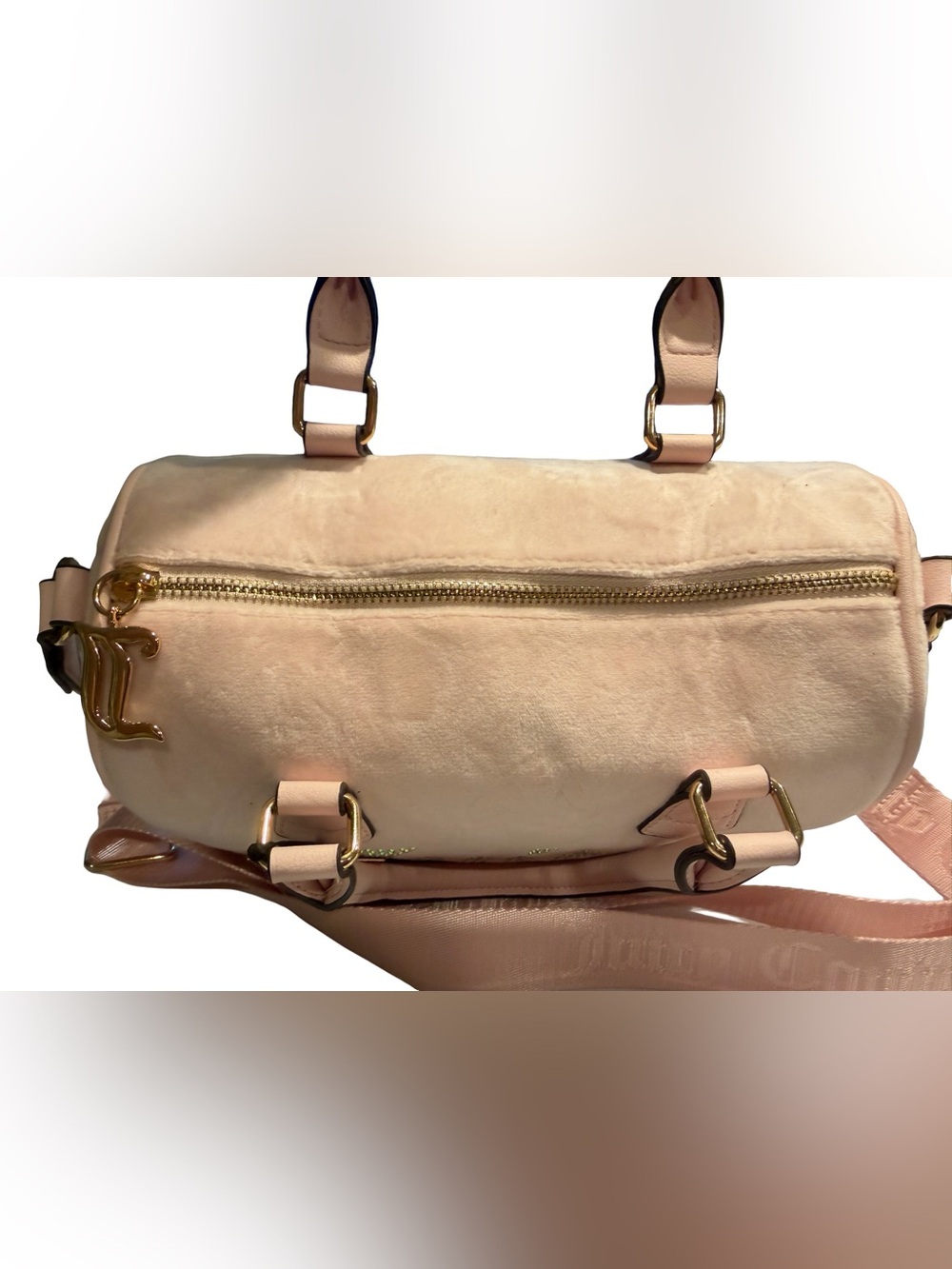 Juicy Couture NWT Blush Pink Crystal-Logo Satchel Crossbody Pink Trim. (P237 - Picture 3 of 10